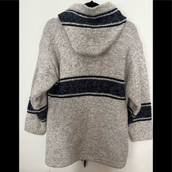 Made in Portugal offwhite w/specks hooded cardigan, pockets, drawstring,zipper S - Picture 1 of 9